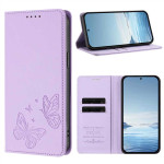 Кожен калъф тип портмоне с пеперуди за OPPO Reno 16 Pro 5G - лилав - 0 Кожен калъф тип портмоне с пеперуди за OPPO Reno 16 Pro 5G - лилав - 0