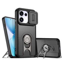 Хибриден гръб със стойка и слайдър за камера за OPPO Reno 16 Pro 5G - черен