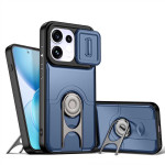 Хибриден гръб със стойка и слайдър за камера за OPPO Reno 16 Pro 5G - тъмно син