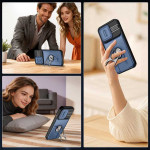 Хибриден гръб със стойка и слайдър за камера за OPPO Reno 16 Pro 5G - тъмно син - 0