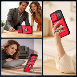 Хибриден гръб със стойка и слайдър за камера за OPPO Reno 16 Pro 5G - червен - 0