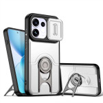 Хибриден гръб със стойка и слайдър за камера за OPPO Reno 16 Pro 5G - бял