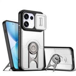 Хибриден гръб със стойка и слайдър за камера за OPPO Reno 16 Pro 5G - бял