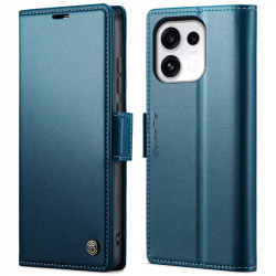 Кожен калъф страничен flip марка CASEME за OPPO Reno 16 Pro 5G – син