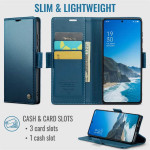 Кожен калъф страничен flip марка CASEME за OPPO Reno 16 Pro 5G – син - 2 Кожен калъф страничен flip марка CASEME за OPPO Reno 16 Pro 5G – син - 2