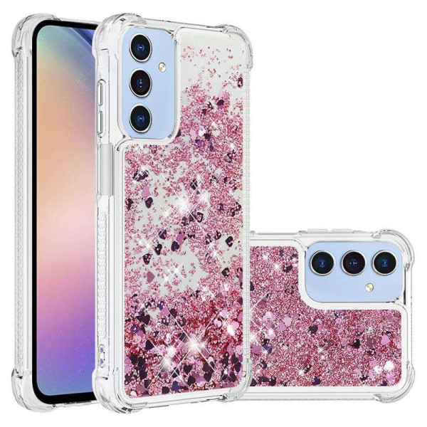 Силиконов гръб с течност с брокат за Samsung Galaxy А17 5G - розов Силиконов гръб с течност с брокат за Samsung Galaxy А17 5G - розов