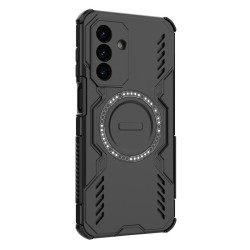 Хибриден гръб с кръгла метална стойка за Samsung Galaxy А17 5G - черен