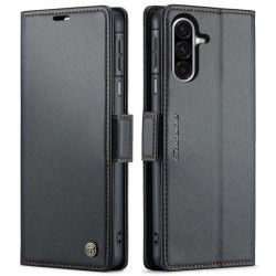 Кожен калъф страничен flip марка CASEME за Samsung Galaxy А17 5G – черен
