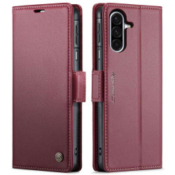 Кожен калъф страничен flip марка CASEME за Samsung Galaxy А17 5G – винено червен