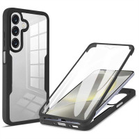 Цялостен гръб от силикон и пластмаса за Samsung Galaxy A26 5G - прозрачен с черна рамка