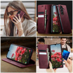 Кожен калъф страничен flip марка CASEME за Samsung Galaxy A27 5G – винено червен - 1 Кожен калъф страничен flip марка CASEME за Samsung Galaxy A27 5G – винено червен - 1