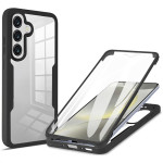 Цялостен гръб от силикон и пластмаса за Samsung Galaxy A27 5G - прозрачен с черна рамка