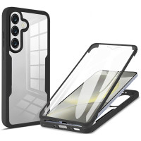 Цялостен гръб от силикон и пластмаса за Samsung Galaxy A27 5G - прозрачен с черна рамка