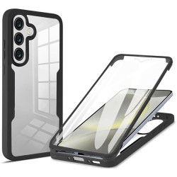 Цялостен гръб от силикон и пластмаса за Samsung Galaxy A27 5G - прозрачен с черна рамка