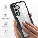 Цялостен гръб от силикон и пластмаса за Samsung Galaxy A27 5G - прозрачен с черна рамка - 2