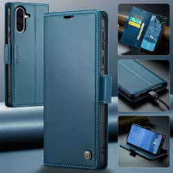 Кожен калъф страничен flip марка CASEME за Samsung Galaxy A36 5G &ndash; син