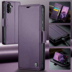 Кожен калъф страничен flip марка CASEME за Samsung Galaxy A36 5G &ndash; лилав