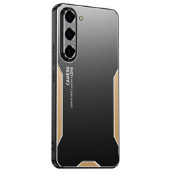 Алуминиев гръб за Samsung Galaxy A37 5G - черен със златиста рамка