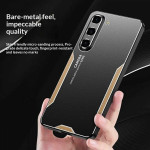 Алуминиев гръб за Samsung Galaxy A37 5G - черен със златиста рамка - 1