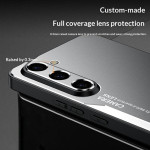 Алуминиев гръб за Samsung Galaxy A37 5G - черен със сребриста рамка - 0