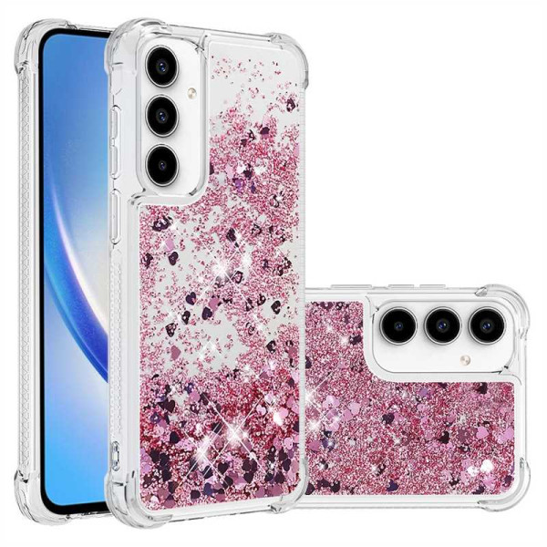Силиконов гръб с течност с брокат за Samsung Galaxy A56 5G - розов Силиконов гръб с течност с брокат за Samsung Galaxy A56 5G - розов