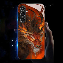Силиконов кейс със стъклен гръб за Samsung Galaxy A56 5G - дракон