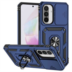 Хибриден гръб със стойка и слайдър за камера за Samsung Galaxy A36 5G/A56 5G - тъмно син