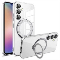 Силиконов гръб с кръгла стойка за Samsung Galaxy A36 5G/A56 5G - с бяла рамка