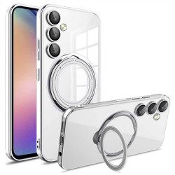 Силиконов гръб с кръгла стойка за Samsung Galaxy A36 5G/A56 5G - с бяла рамка