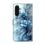 Калъф тип портмоне за Samsung Galaxy А57 5G - сини цветя - 1 Калъф тип портмоне за Samsung Galaxy А57 5G - сини цветя - 1