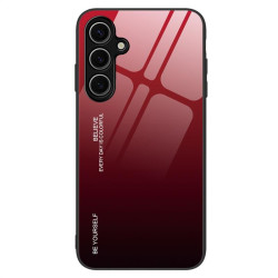 Силиконов кейс със стъклен гръб за Samsung Galaxy А57 5G - червен градиент