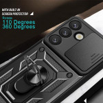 Хибриден гръб със стойка и слайдър за камера за Samsung Galaxy А57 5G - черен - 2