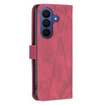 Кожен калъф тип портмоне марка BINFEN COLOR за Samsung Galaxy А57 5G - червен със сив триъгълник - 1 Кожен калъф тип портмоне марка BINFEN COLOR за Samsung Galaxy А57 5G - червен със сив триъгълник - 1