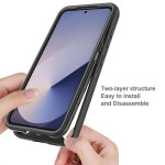 Цялостен гръб от силикон и пластмаса за Samsung Galaxy А57 5G - прозрачен с черна рамка - 1