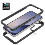 Цялостен гръб от силикон и пластмаса за Samsung Galaxy А57 5G - прозрачен с черна рамка - 0