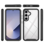 Цялостен гръб от силикон и пластмаса за Samsung Galaxy А57 5G - прозрачен с черна рамка - 2