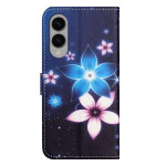 Калъф тип портмоне за Samsung Galaxy S25 Edge - две цветя - 2