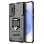 Хибриден гръб със стойка и слайдър за камера за Samsung Galaxy S25 Edge - черен