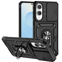 Хибриден гръб със стойка и слайдър за камера за Samsung Galaxy S25 Edge - черен