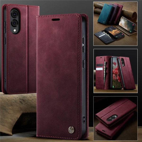 Кожен калъф страничен flip марка CASEME за Samsung Galaxy S25 Edge – винено червен Кожен калъф страничен flip марка CASEME за Samsung Galaxy S25 Edge – винено червен