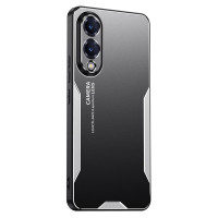 Алуминиев гръб за Samsung Galaxy S25 Edge - черен със сребрист ръб