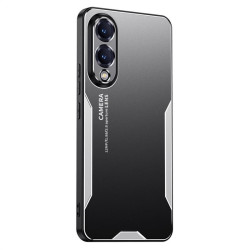 Алуминиев гръб за Samsung Galaxy S25 Edge - черен със сребрист ръб