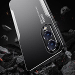 Алуминиев гръб за Samsung Galaxy S25 Edge - черен със сребрист ръб - 1