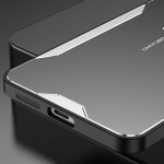 Алуминиев гръб за Samsung Galaxy S25 Edge - черен със сребрист ръб - 0