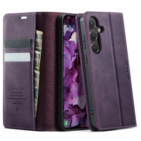 Кожен калъф страничен flip марка CASEME за Samsung Galaxy S25 FE – лилав Кожен калъф страничен flip марка CASEME за Samsung Galaxy S25 FE – лилав