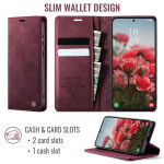 Кожен калъф страничен flip марка CASEME за Samsung Galaxy S25 FE – винено червен - 3 Кожен калъф страничен flip марка CASEME за Samsung Galaxy S25 FE – винено червен - 3