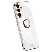 Силиконов гръб със стойка тип пръстен марка XINLI за Samsung Galaxy S25 FE - бял
