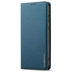 Кожен калъф тип портмоне марка LC.IMEEKE за Samsung Galaxy S25 - тъмно син