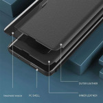 Тънък кожен калъф тип портмоне с прозорче за Samsung Galaxy S25 – черен - 2 Тънък кожен калъф тип портмоне с прозорче за Samsung Galaxy S25 – черен - 2