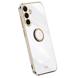 Силиконов гръб със стойка тип пръстен марка XINLI за Samsung Galaxy S25+ - бял